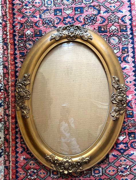 antique bubble glass frame|vintage oval frames bubble glass.